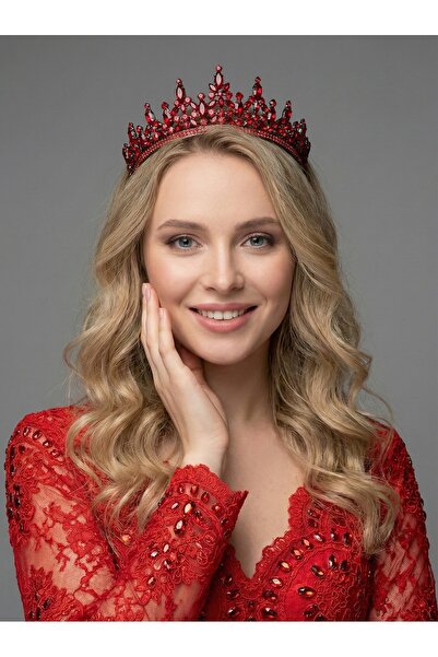 Magic Tiara Kristal Taşlı Kraliçe Model Gelin Tacı - Işıltılı Düğün Saç Akses...
