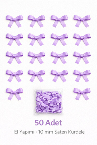 Ak Tuhafiye Panglică din satin cu fundă liliac – 10 mm, decorațiune, favoruri...