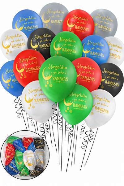 Saatistan 100'lü Ramazan Bayramı Balon Seti, Kutlama ve Süsleme İçin Renkli B...