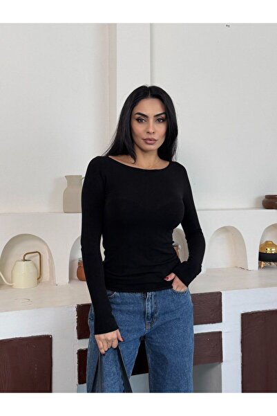 fuşyha butik Long Sleeve Crew Neck Basic Body