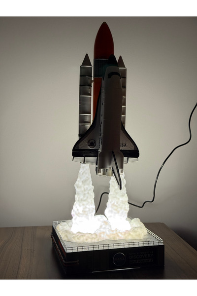 Pilovestik NASA Uzay Mekiği Discovery 3D Led Gece Lambası - Astronot Hediyesi Dekoratif Masa Lambası