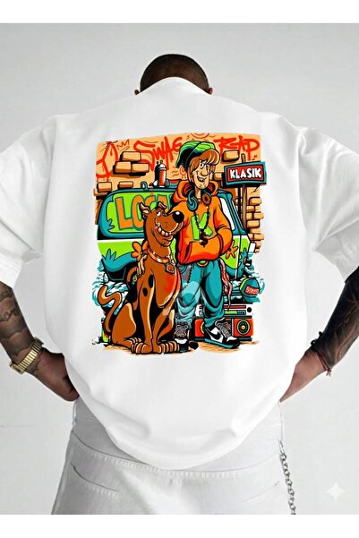 Afri Scooby-Doo & Shaggy Graffiti Printed Oversize T-Shirt - 100% Cotton Sing...