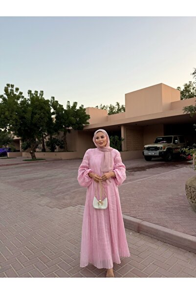 silanbutikco Peri premium Pileli tesettür elbise