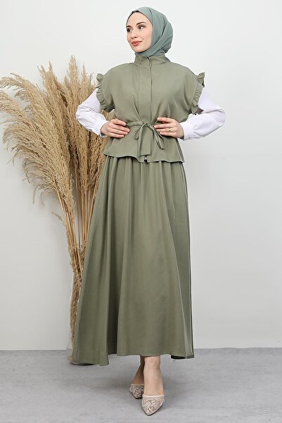 GİYZAMİLA Aysil Skirted Suit Soft Green