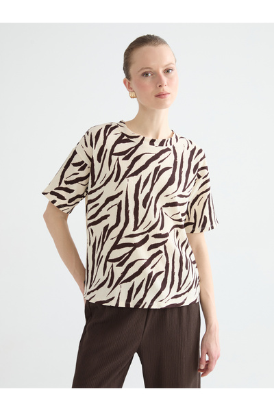 LC Waikiki Women's Patterned Crew Neck T-shirt