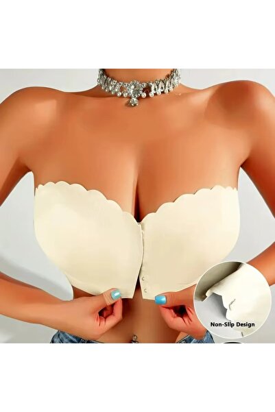 Eces Design Women's Push-Up Bra - Open Strapless Cropped Seamless Bra W1034