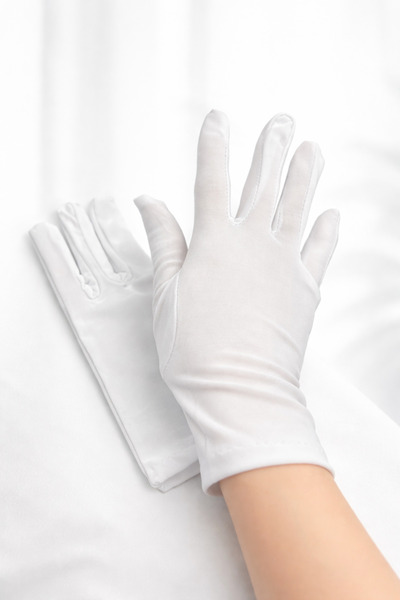 PARTİPORT Mănuși albe din bumbac pentru femei – Mănuși scurte pentru rochie d...