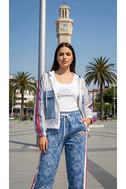 RED WOMAN FASHİON Lace Denim Suit