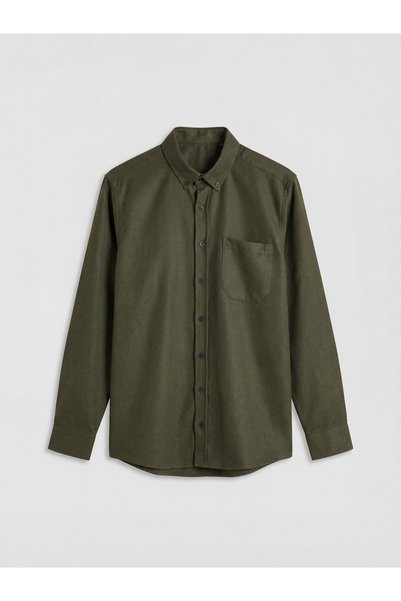 LC Waikiki Giyçık Store Den Haki Regular Fit Gabardine Men's Shirt