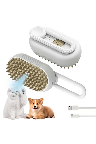ZanaCasei 3-in-1 Steam Brush for Cats & Dogs, USB Rechargeable, Water Tank, H...
