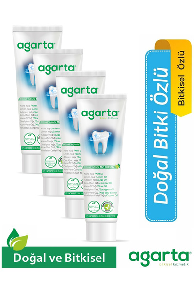 Agarta 4 Adet Doğal Bitki Özlü Florürsüz Diş Macunu 100 Ml