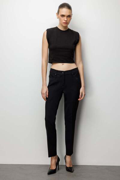 Ekol Pantaloni cu buzunare brodate cu pietre, cu picior îngust