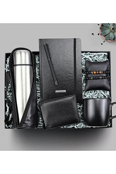 Trendmiya Çantalı Termos & Defter & Kalem & 2'li Kaplan Gözü Bileklik & Cüzda...