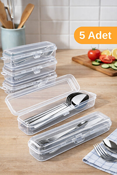 ESTİ 5 Pieces - Transparent Cutlery Storage Box with Lockable Lid |   Multi-P...