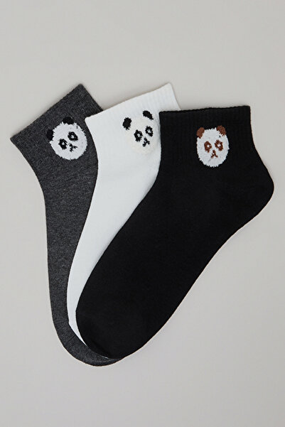 R&B Women's White 3 Pack Patterned Ankle Socks