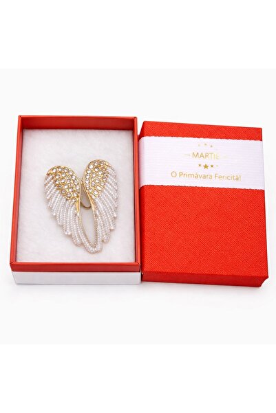 OEM Broșă Elegantă Aripi de Înger Albe cu Cristale – Accesoriu de Primăvară