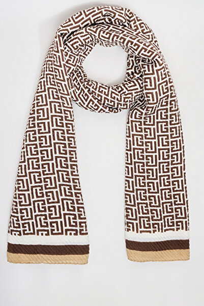 R&B Women's Beige Patterned Scarf, 180X85cm