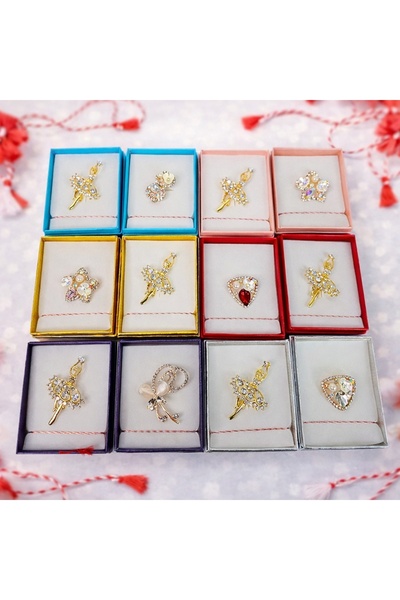 velve Set of 12 elegant brooch-type martisoras, with crystals and pearls, ind...