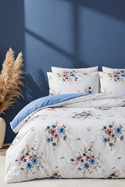 İQON Double Duvet Cover Set Bouquet Blue Setçi̇ft
