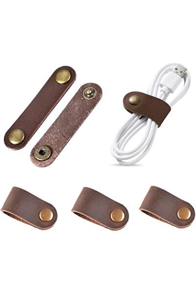 The Bros أربطة كابلات جلدية، منظم أسلاك مكون من 10 قطع، حافظة كابلات USB، لفا...