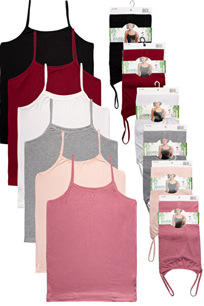 B'YOU life 6-Piece Rope Strap L Stretch Fabric Bamboo Women's Tank Top