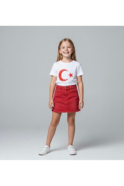 BLACK SWALLOW Girl's Ayyildiz Flag Printed T-Shirt and Linen Skirt Set 23 Apr...