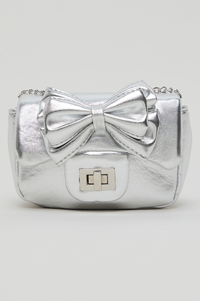 R&B Girl's Silver–colored Metallic Twist-Lock Sling Bag