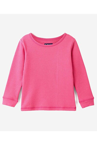 Pine kids Knit Full Sleeves Solid Color Thermal Pullover - Dark Pink