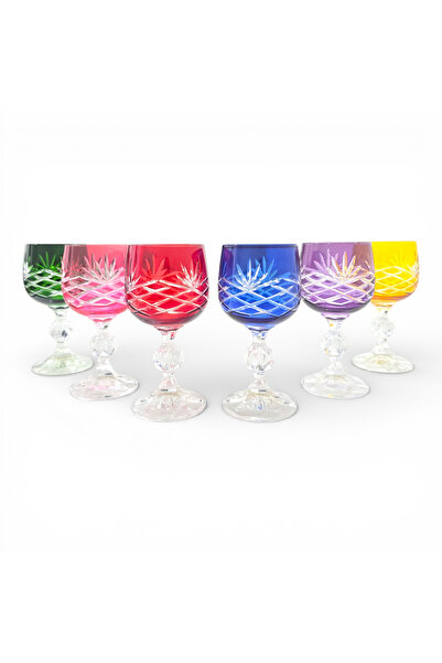 Sudedi Home Colorful Crystal Glass Stemmed Cup Set of 6