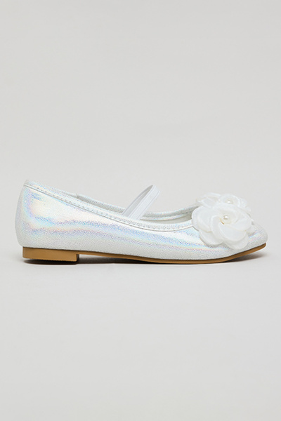 R&B Girl's White 3D Flower Ballerinas