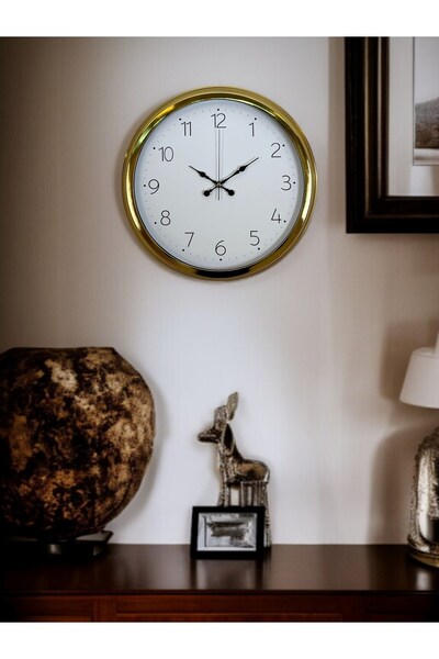 TEKNO Elegance Gold 40 Cm Metal Dekoratif Tasarım Duvar Saati