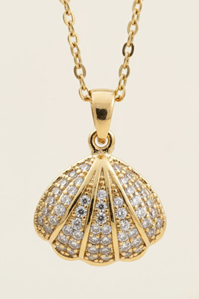 Rua Jewelry قلادة من الفولاذ بتصميم المحار مزينة باللؤلؤ وحجر الزركون باللون ...