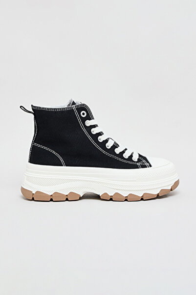 R&B Women's Black Solid High Top Sneakers