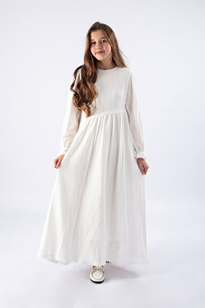 Pafim Girl's Full Hijab Lace Dress, Young Girl's Special Occasion Dress with ...