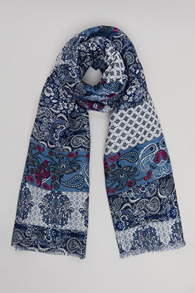 R&B Women's Blue Patterned Scarf