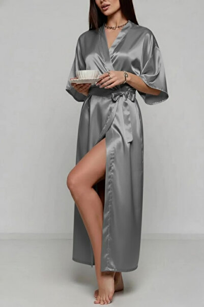 ZENCHES Satin Belted Long Dressing Gown - Stylish & Comfortable, Dowry-Style,...