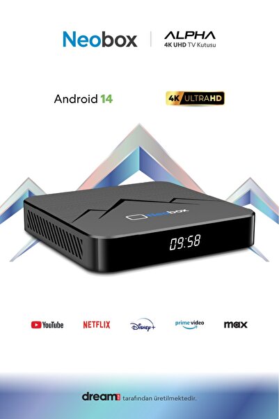 neobox Alpha 4K UHD TV Box| 2 GB Ram| 16 GB Hafıza | Android 14 | Dört Çekird...