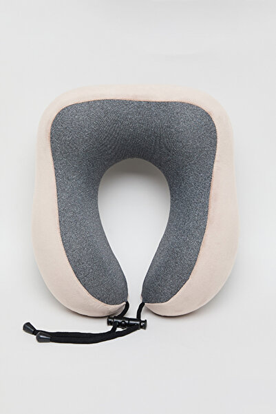 R&B Unisex Beige Color Block Neck Pillow