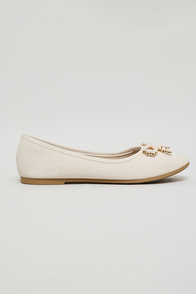 R&B Girl's Gold–colored Bow Detail Ballerinas