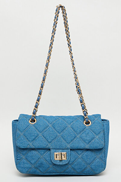 R&B Women's Blue Quilted Shoulder Bag
