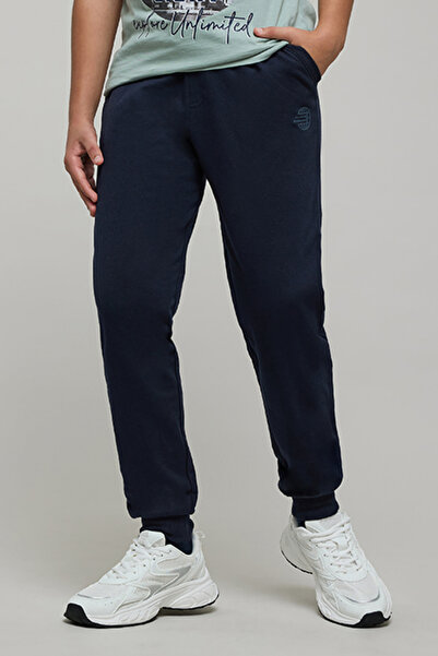 R&B بنطال رياضي مطبوع باللون الأزرق الداكن للأولاد مع رباط عند الخصر