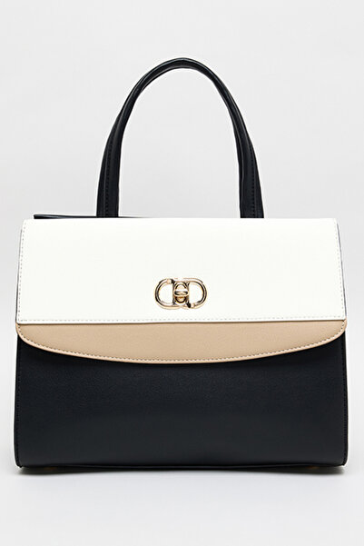 R&B Women's Black Color Block Tote Bag