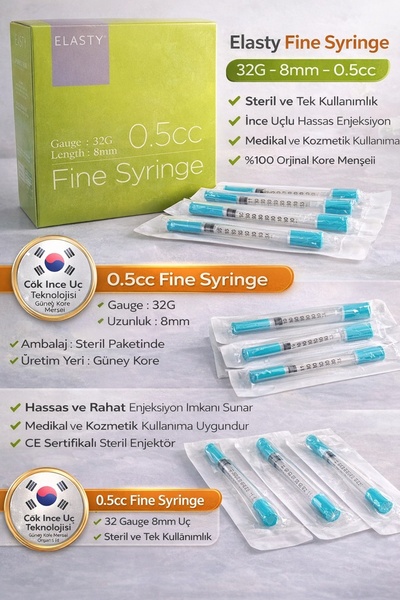 ELASTY BOTOX ENJEKTÖR 0,5 ML 32G/8MM 10 ADET