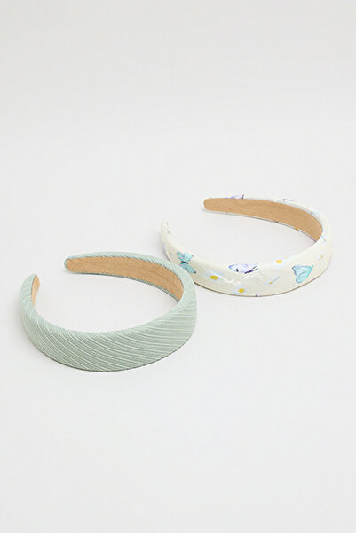 R&B Women's Cream 2 Pack Wide Headbands