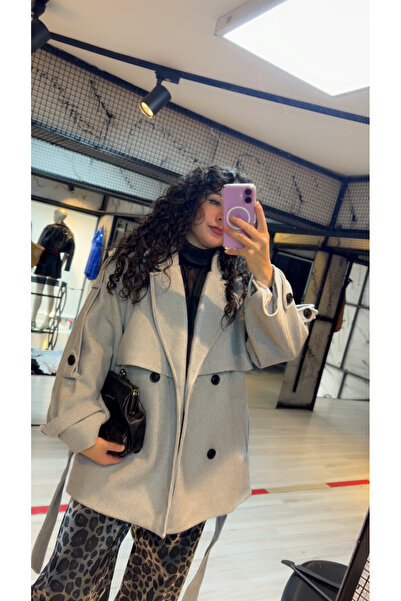 Gri Kaşe Kaban – Standart Beden