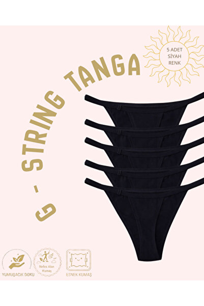 NO BRAND Kadın G String | Pamuklu İpli Tanga 5 li Paket