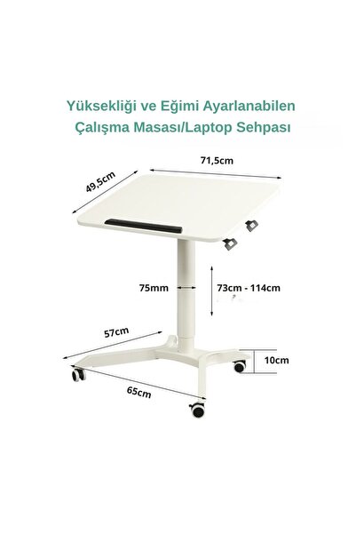 SMARTGIFT Yüksekliği ve Eğimi Ayarlanabilir Çalışma Masası Yükseklik Ayarlı Laptop Sehpası (BEYAZ)