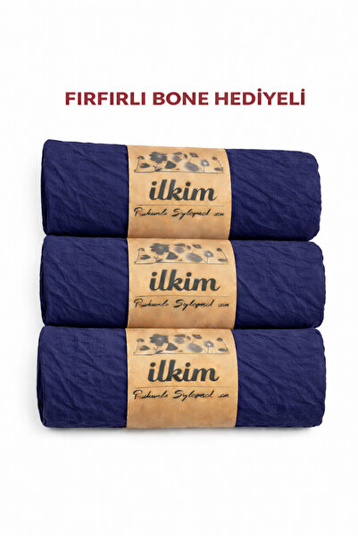cs ilkim Firfirli Bone Gift Set 3-Piece Kraş Shawl Dark Blue