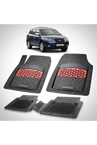 TEAMCAR Hyundai Santa Fe 2006-2012 Floor Mats | Rubber Floor Mat | Red