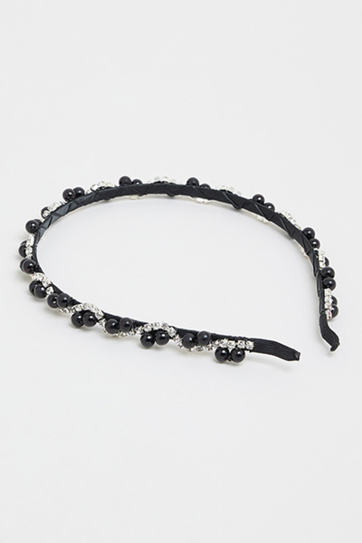 R&B Women's Black Embellished Headband